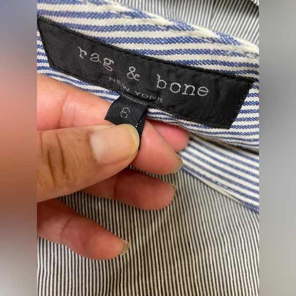 RAG & BONE MID RISE SEERSUCKER STRIPED CROPPED PANTS - Picture 6 of 6